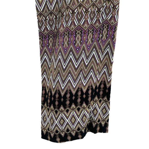 Jennifer Lopez Purple Gold Boho Chevron Silky Flat Front Palazzo Pants 6 - Picture 5 of 8